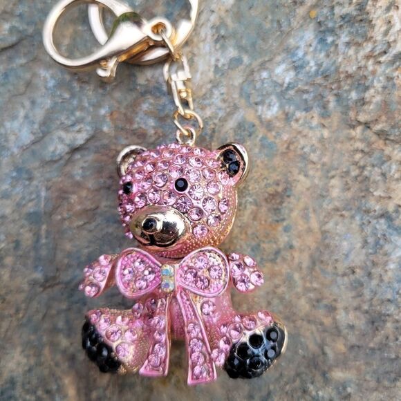 Pink Crystal Koala Bear Keychain - Picture 2 of 6